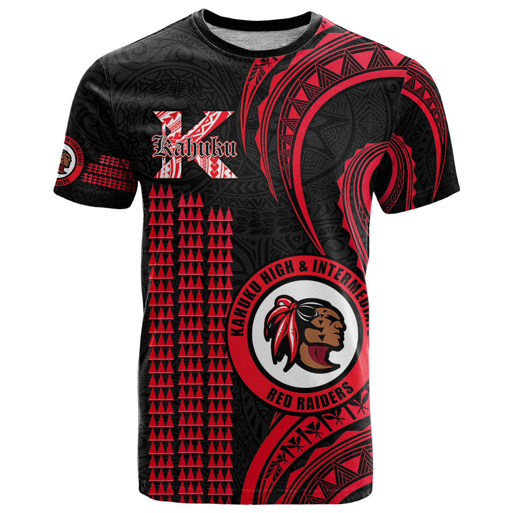 Hawaii Kahuku High And Intermediate School T Shirt Red Raiders Kakau Pattern - Wonder Print Shop
