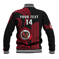 Personalised Hawaii Kahuku High And Intermediate School Baseball Jacket Red Raiders Kakau Pattern - Wonder Print Shop