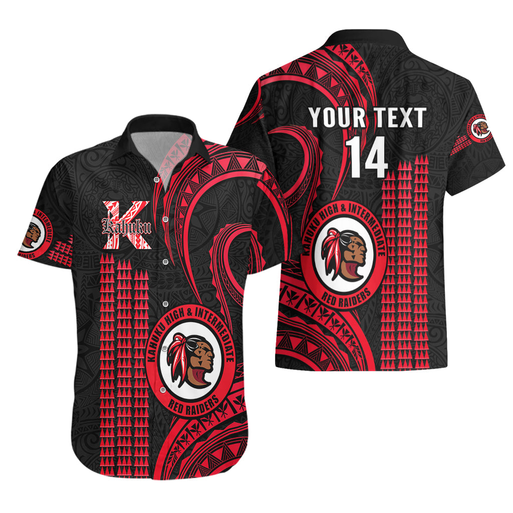 Personalised Hawaii Kahuku High And Intermediate School Hawaiian Shirt Red Raiders Kakau Pattern - Wonder Print Shop