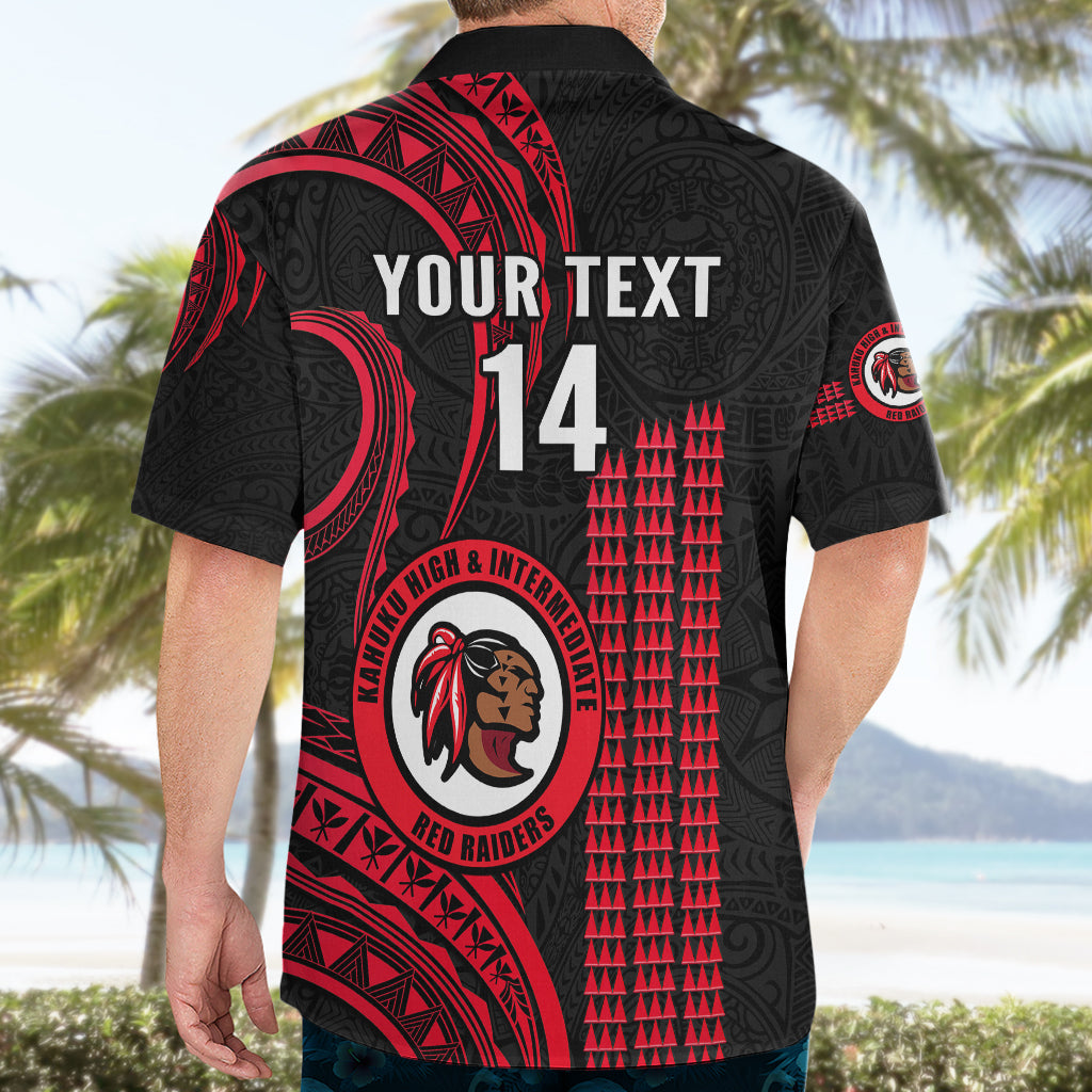 Personalised Hawaii Kahuku High And Intermediate School Hawaiian Shirt Red Raiders Kakau Pattern - Wonder Print Shop