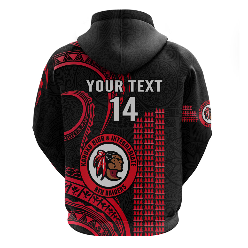 Personalised Hawaii Kahuku High And Intermediate School Hoodie Red Raiders Kakau Pattern - Wonder Print Shop