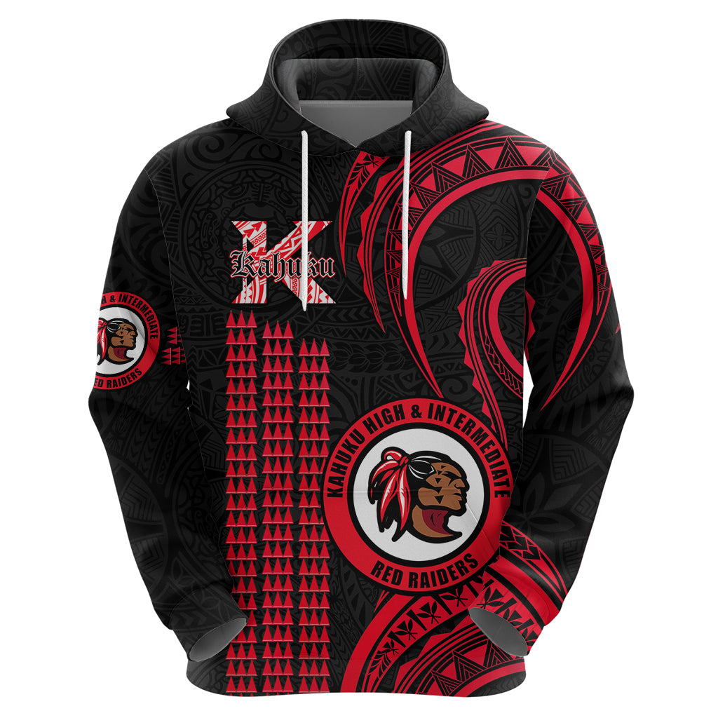 Personalised Hawaii Kahuku High And Intermediate School Hoodie Red Raiders Kakau Pattern - Wonder Print Shop