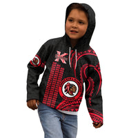 Personalised Hawaii Kahuku High And Intermediate School Kid Hoodie Red Raiders Kakau Pattern - Wonder Print Shop
