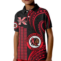 Personalised Hawaii Kahuku High And Intermediate School Kid Polo Shirt Red Raiders Kakau Pattern - Wonder Print Shop