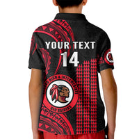 Personalised Hawaii Kahuku High And Intermediate School Kid Polo Shirt Red Raiders Kakau Pattern - Wonder Print Shop