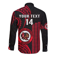 Personalised Hawaii Kahuku High And Intermediate School Long Sleeve Button Shirt Red Raiders Kakau Pattern - Wonder Print Shop
