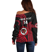 Personalised Hawaii Kahuku High And Intermediate School Off Shoulder Sweater Red Raiders Kakau Pattern - Wonder Print Shop