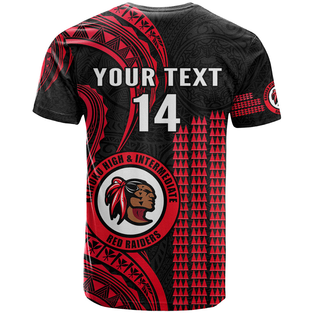 Personalised Hawaii Kahuku High And Intermediate School T Shirt Red Raiders Kakau Pattern - Wonder Print Shop