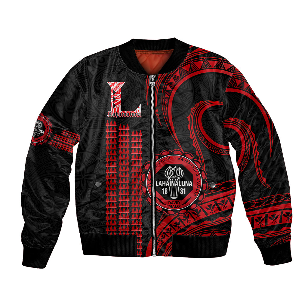 Hawaii Lahainaluna High School Bomber Jacket Polynesian Kakau Pattern - Wonder Print Shop