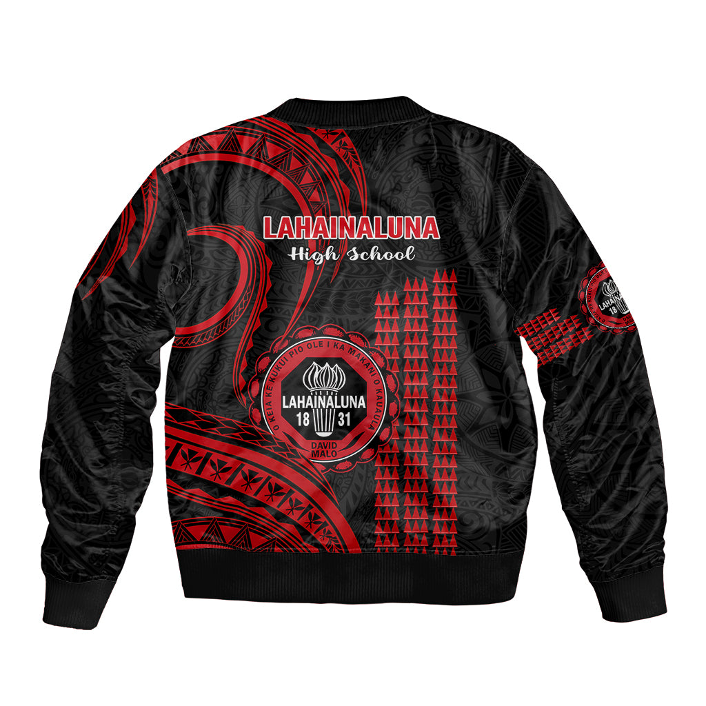 Hawaii Lahainaluna High School Bomber Jacket Polynesian Kakau Pattern - Wonder Print Shop