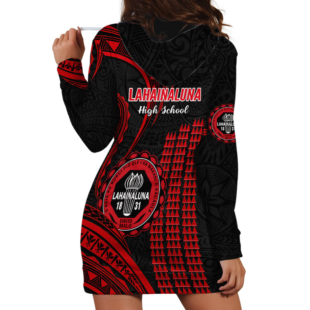 Hawaii Lahainaluna High School Hoodie Dress Polynesian Kakau Pattern - Wonder Print Shop