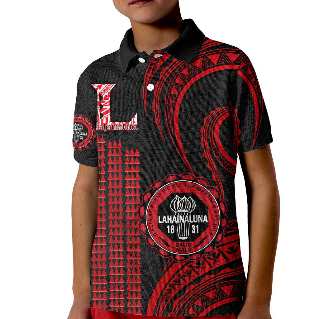 Hawaii Lahainaluna High School Kid Polo Shirt Polynesian Kakau Pattern - Wonder Print Shop
