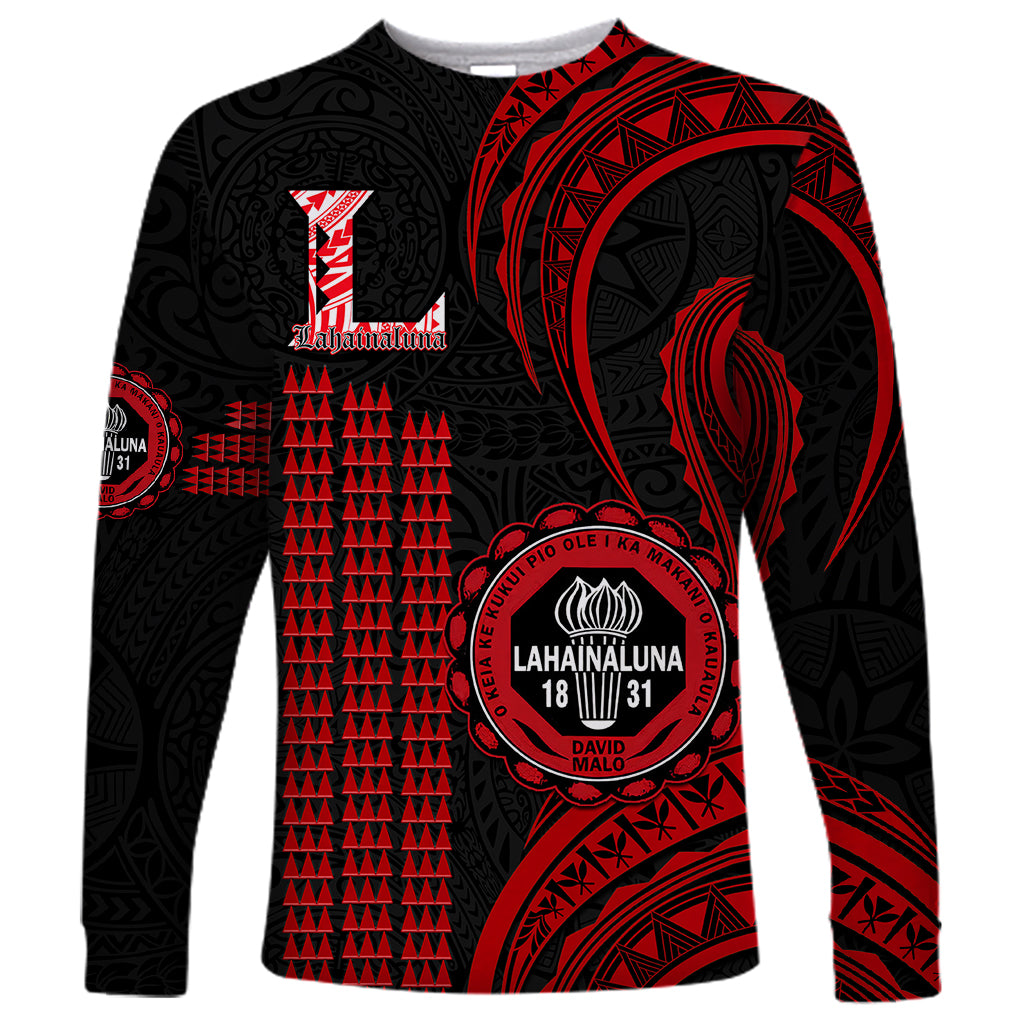 Hawaii Lahainaluna High School Long Sleeve Shirt Polynesian Kakau Pattern - Wonder Print Shop