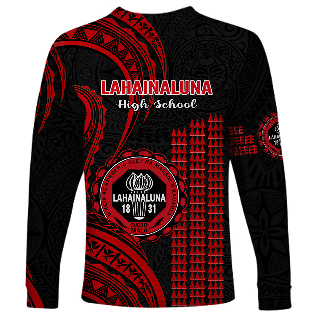 Hawaii Lahainaluna High School Long Sleeve Shirt Polynesian Kakau Pattern - Wonder Print Shop