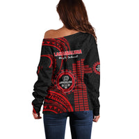 Hawaii Lahainaluna High School Off Shoulder Sweater Polynesian Kakau Pattern - Wonder Print Shop