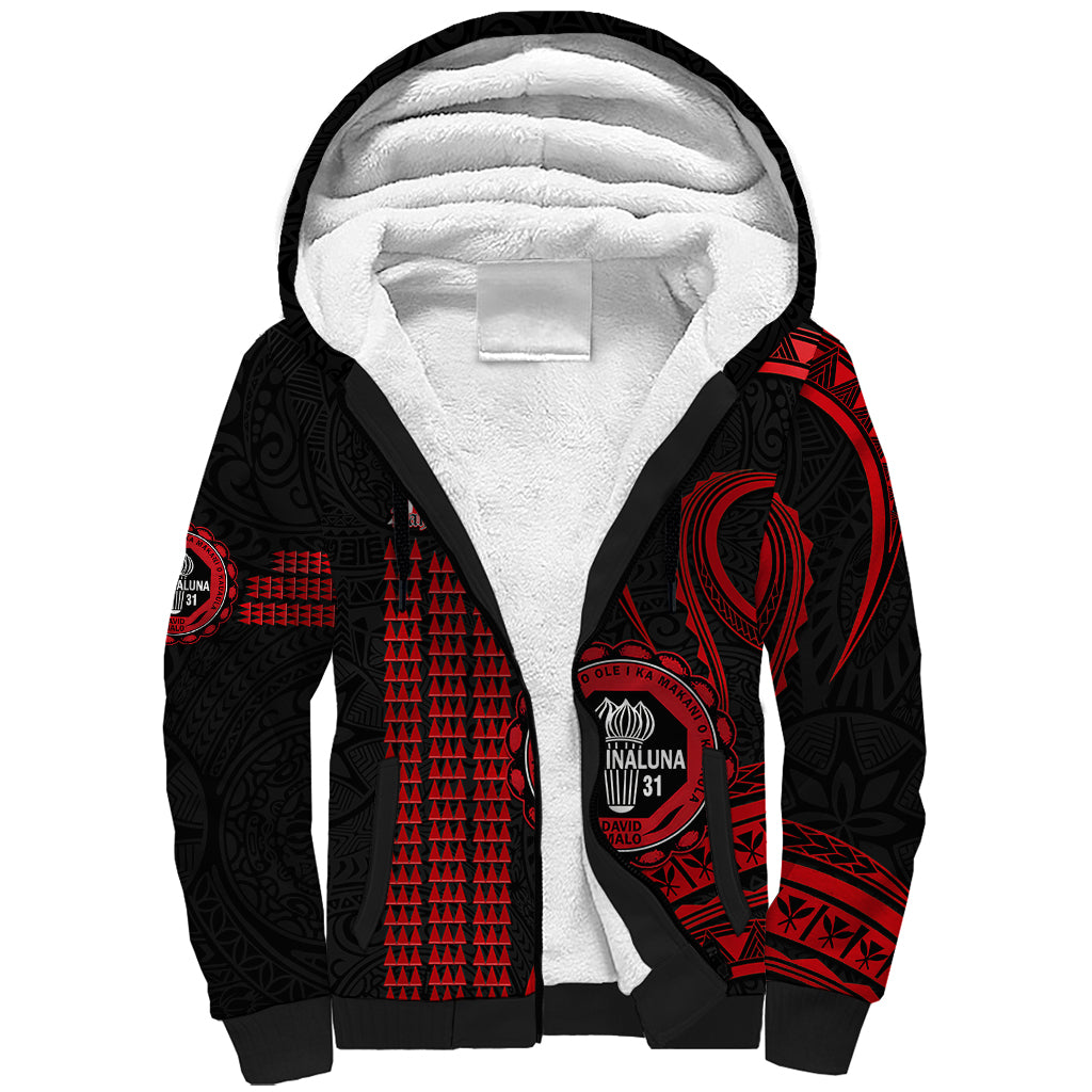 Hawaii Lahainaluna High School Sherpa Hoodie Polynesian Kakau Pattern - Wonder Print Shop