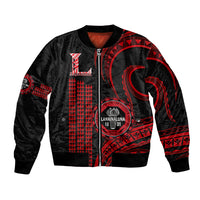 Hawaii Lahainaluna High School Sleeve Zip Bomber Jacket Polynesian Kakau Pattern - Wonder Print Shop