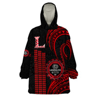Hawaii Lahainaluna High School Wearable Blanket Hoodie Polynesian Kakau Pattern - Wonder Print Shop