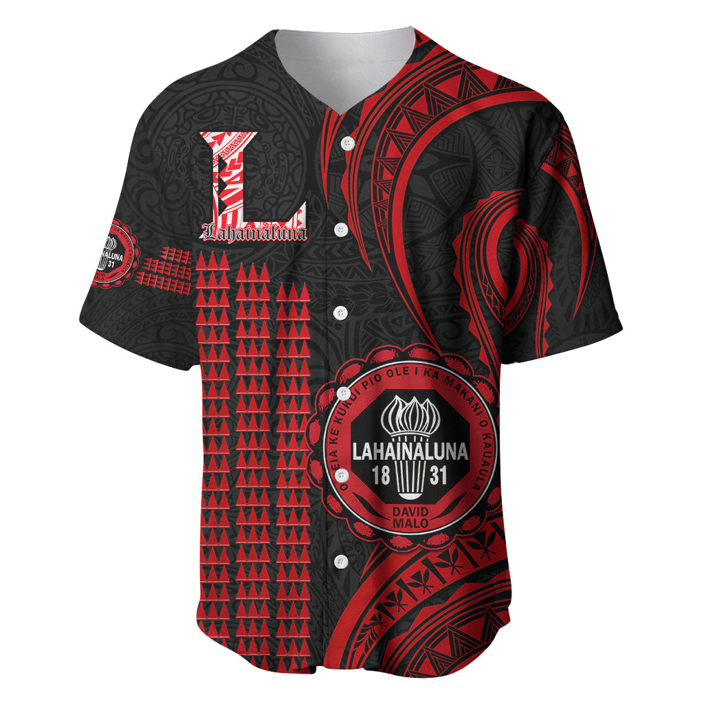 Personalised Hawaii Lahainaluna High School Baseball Jersey Polynesian Kakau Pattern - Wonder Print Shop