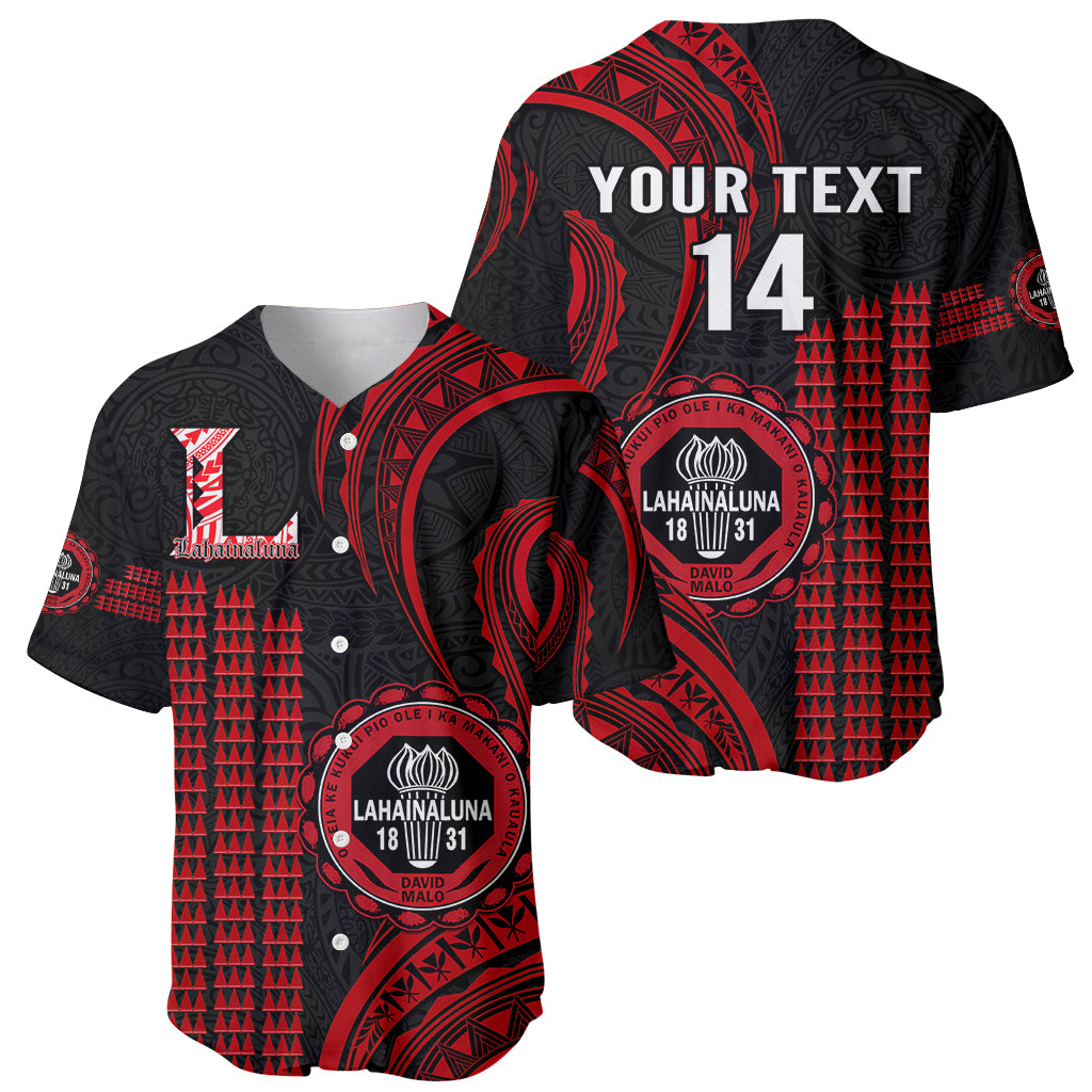 Personalised Hawaii Lahainaluna High School Baseball Jersey Polynesian Kakau Pattern - Wonder Print Shop