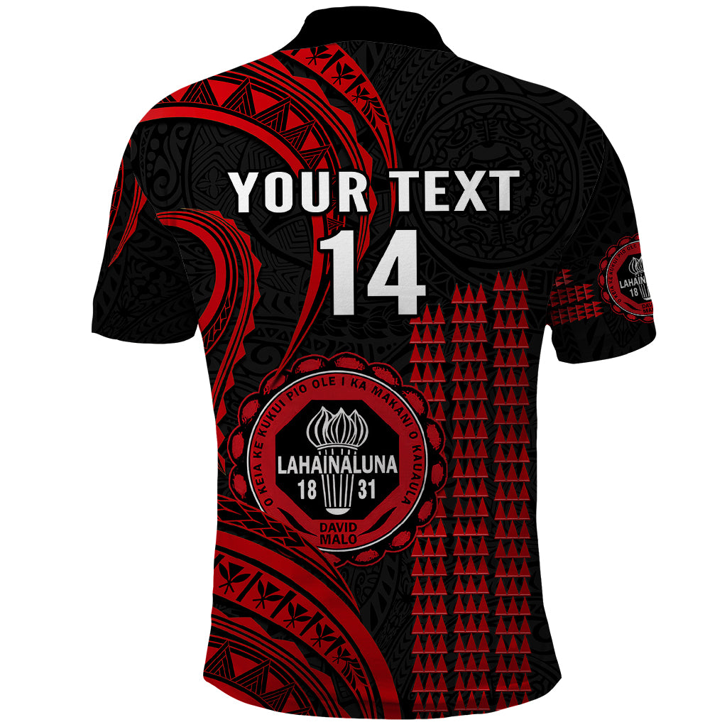 Personalised Hawaii Lahainaluna High School Polo Shirt Polynesian Kakau Pattern - Wonder Print Shop