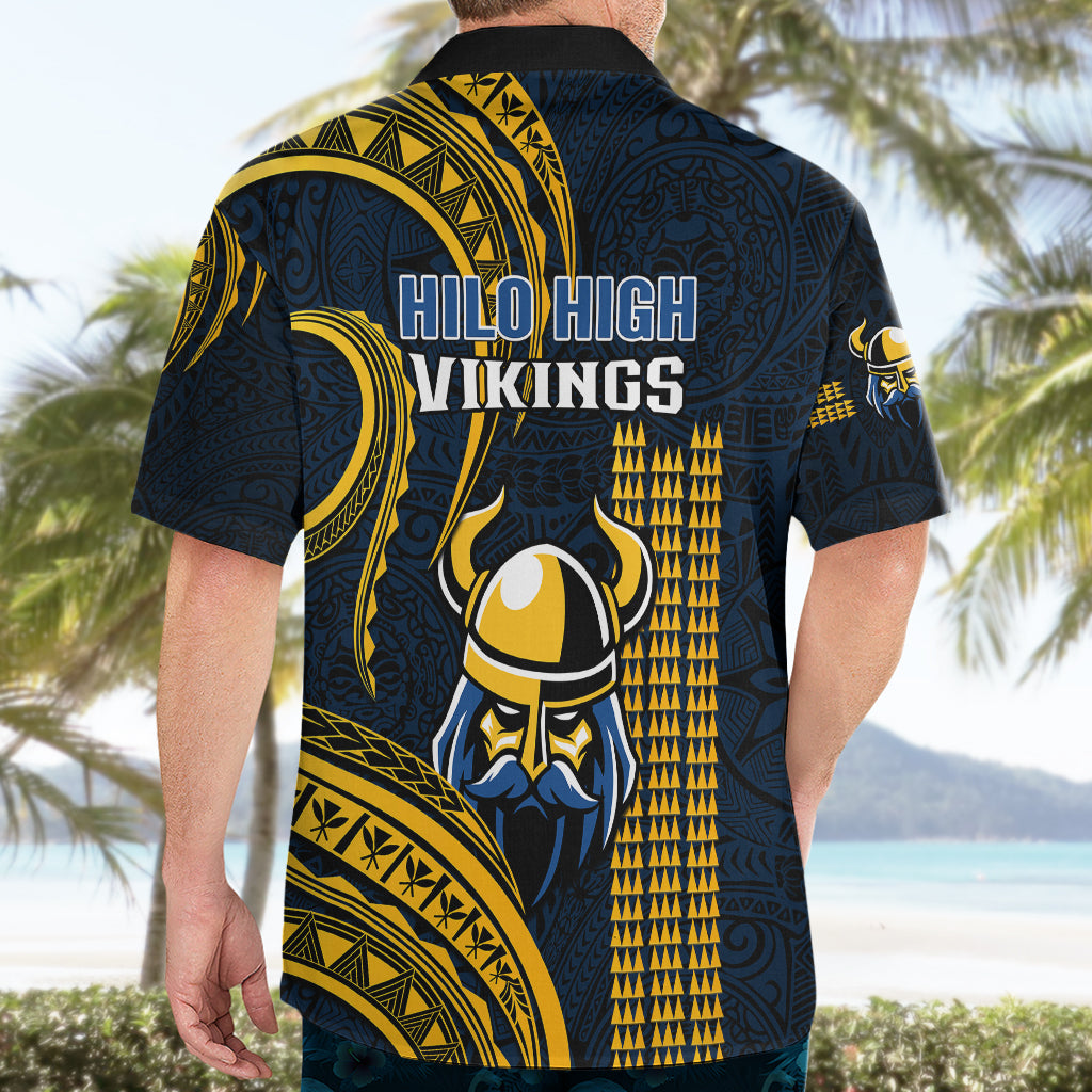 Hawaii Hilo High School Hawaiian Shirt Vikings Polynesian Kakau Pattern - Wonder Print Shop