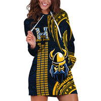 Hawaii Hilo High School Hoodie Dress Vikings Polynesian Kakau Pattern - Wonder Print Shop