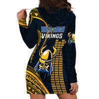 Hawaii Hilo High School Hoodie Dress Vikings Polynesian Kakau Pattern - Wonder Print Shop