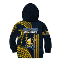 Hawaii Hilo High School Kid Hoodie Vikings Polynesian Kakau Pattern - Wonder Print Shop