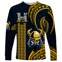 Hawaii Hilo High School Long Sleeve Shirt Vikings Polynesian Kakau Pattern - Wonder Print Shop