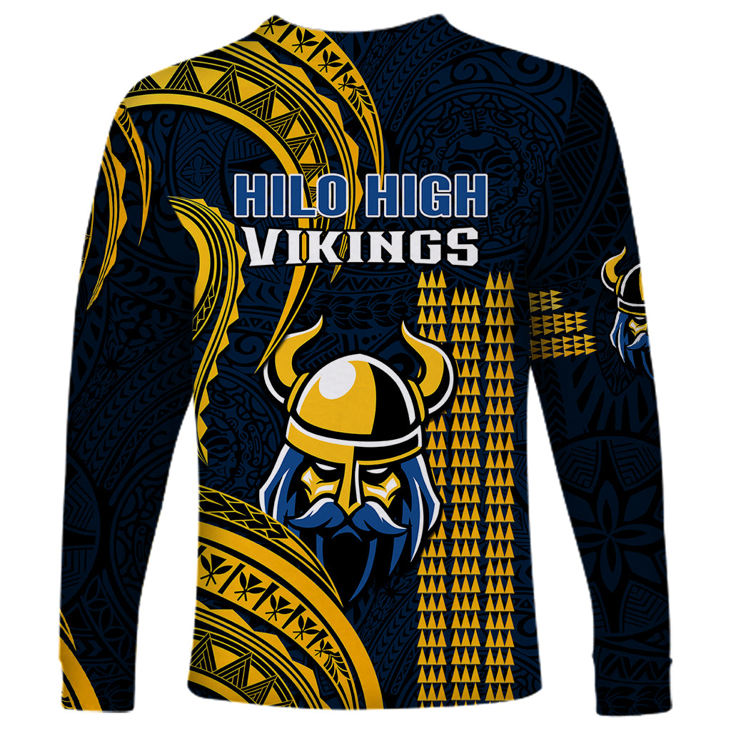 Hawaii Hilo High School Long Sleeve Shirt Vikings Polynesian Kakau Pattern - Wonder Print Shop