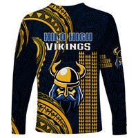 Hawaii Hilo High School Long Sleeve Shirt Vikings Polynesian Kakau Pattern - Wonder Print Shop