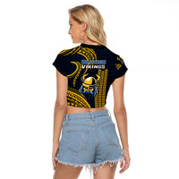 Hawaii Hilo High School Raglan Cropped T Shirt Vikings Polynesian Kakau Pattern - Wonder Print Shop