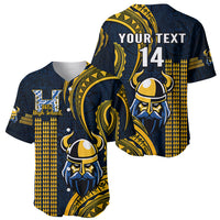 Personalised Hawaii Hilo High School Baseball Jersey Vikings Polynesian Kakau Pattern - Wonder Print Shop
