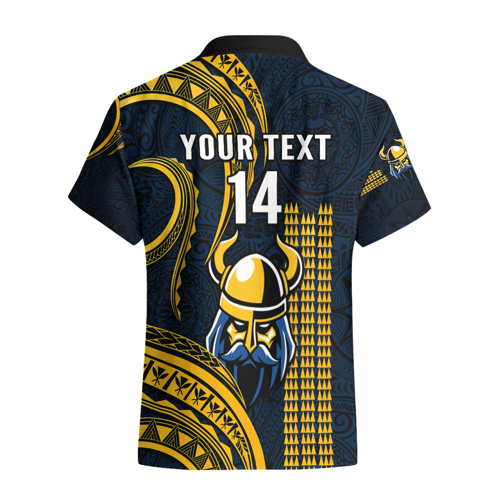 Personalised Hawaii Hilo High School Hawaiian Shirt Vikings Polynesian Kakau Pattern - Wonder Print Shop