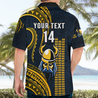 Personalised Hawaii Hilo High School Hawaiian Shirt Vikings Polynesian Kakau Pattern - Wonder Print Shop
