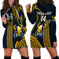 Personalised Hawaii Hilo High School Hoodie Dress Vikings Polynesian Kakau Pattern - Wonder Print Shop