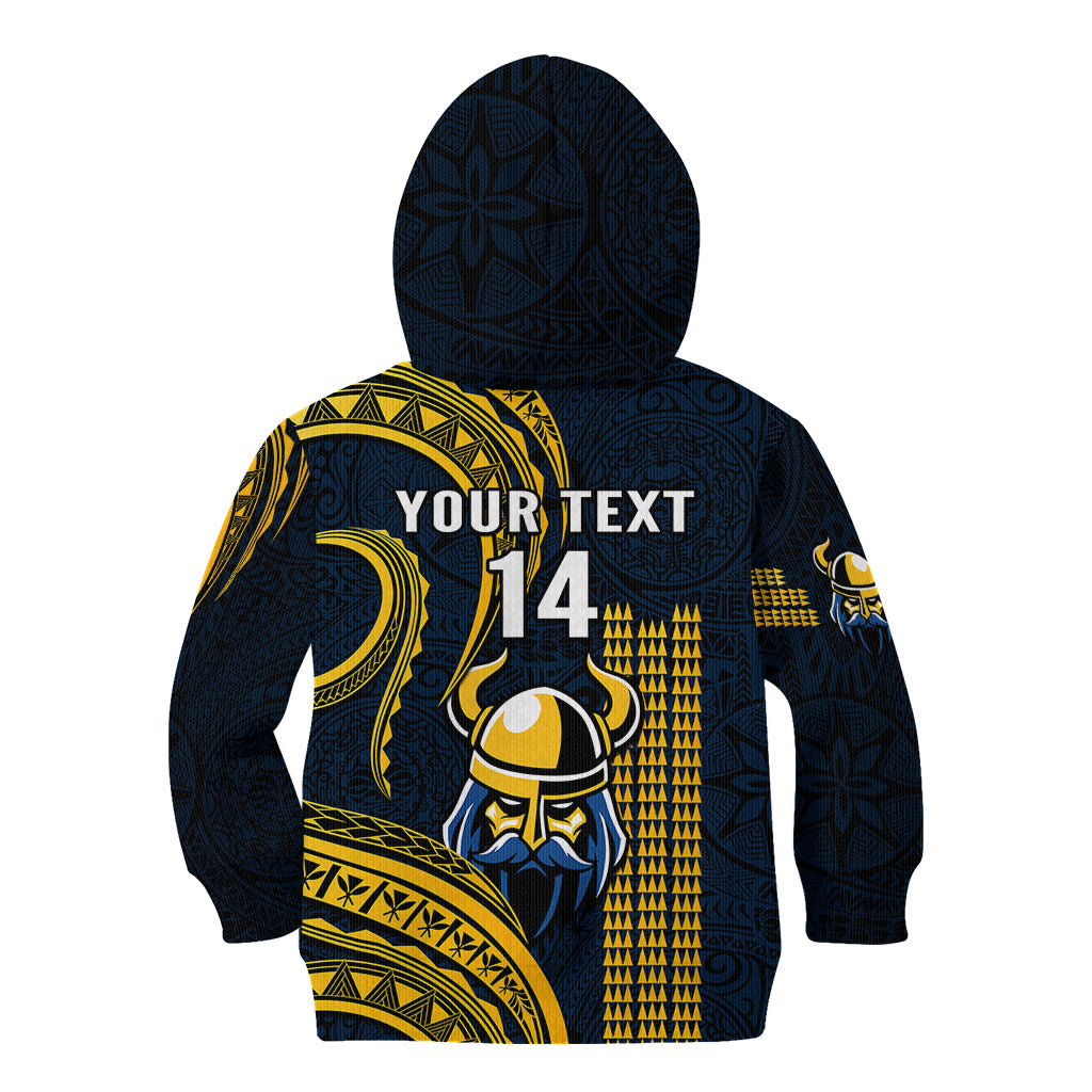 Personalised Hawaii Hilo High School Kid Hoodie Vikings Polynesian Kakau Pattern - Wonder Print Shop