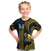 Personalised Hawaii Hilo High School Kid T Shirt Vikings Polynesian Kakau Pattern - Wonder Print Shop