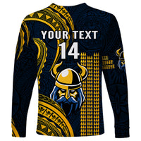 Personalised Hawaii Hilo High School Long Sleeve Shirt Vikings Polynesian Kakau Pattern - Wonder Print Shop