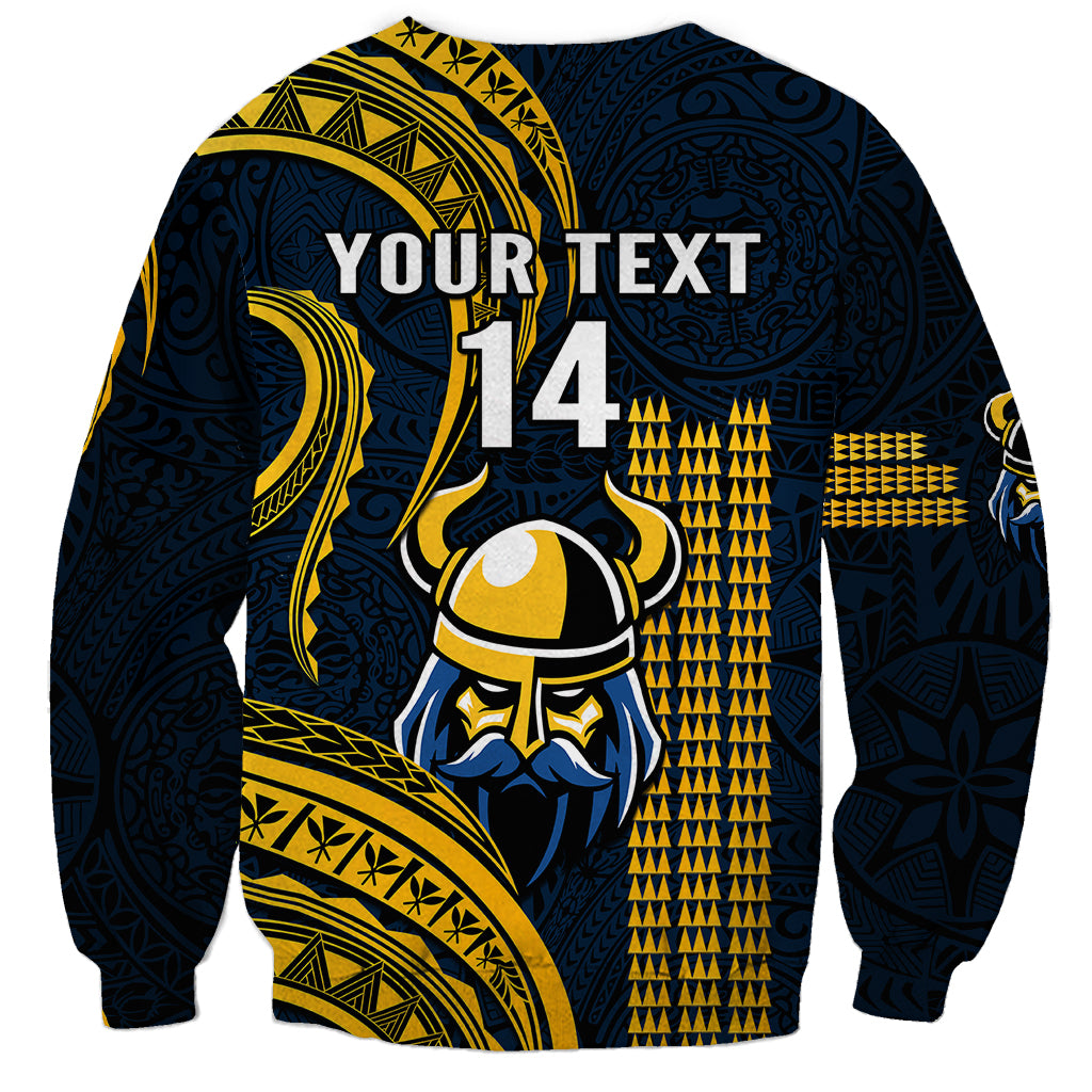Personalised Hawaii Hilo High School Sweatshirt Vikings Polynesian Kakau Pattern - Wonder Print Shop