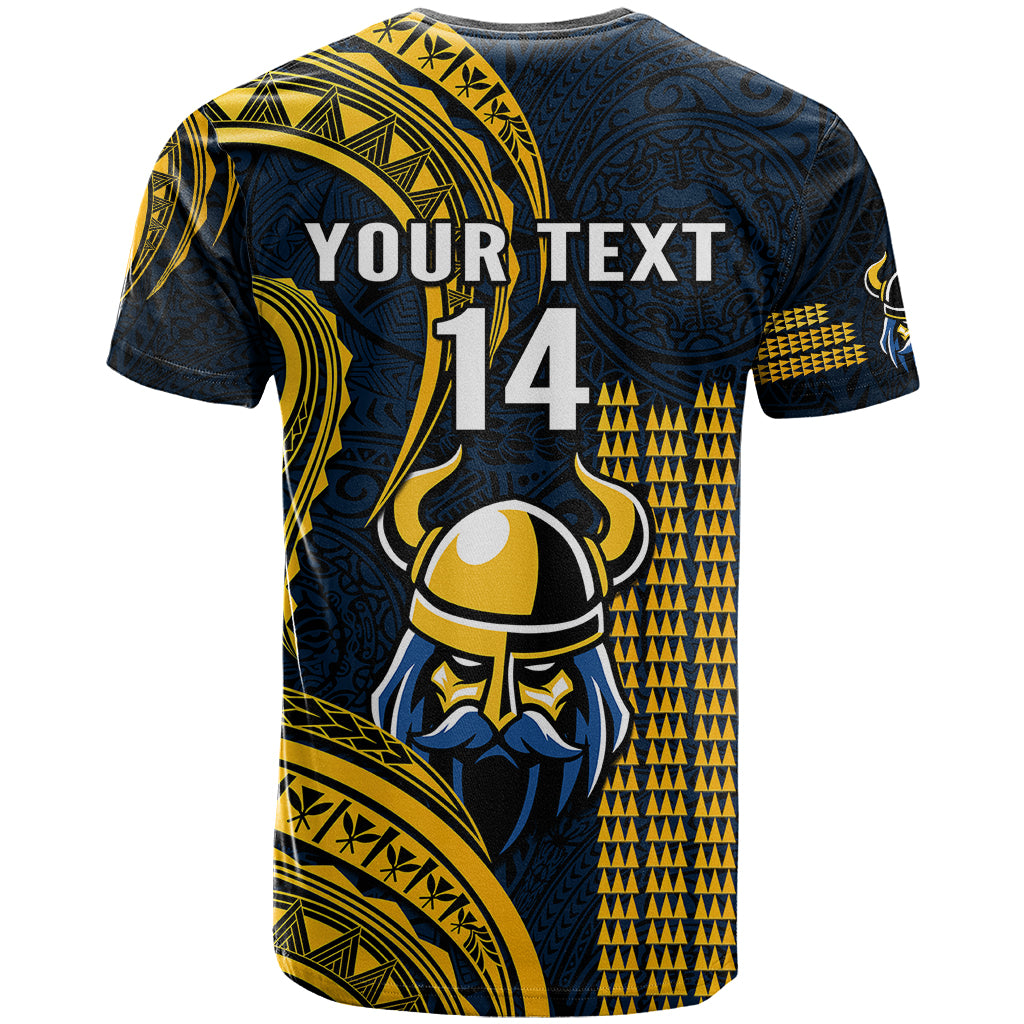 Personalised Hawaii Hilo High School T Shirt Vikings Polynesian Kakau Pattern - Wonder Print Shop