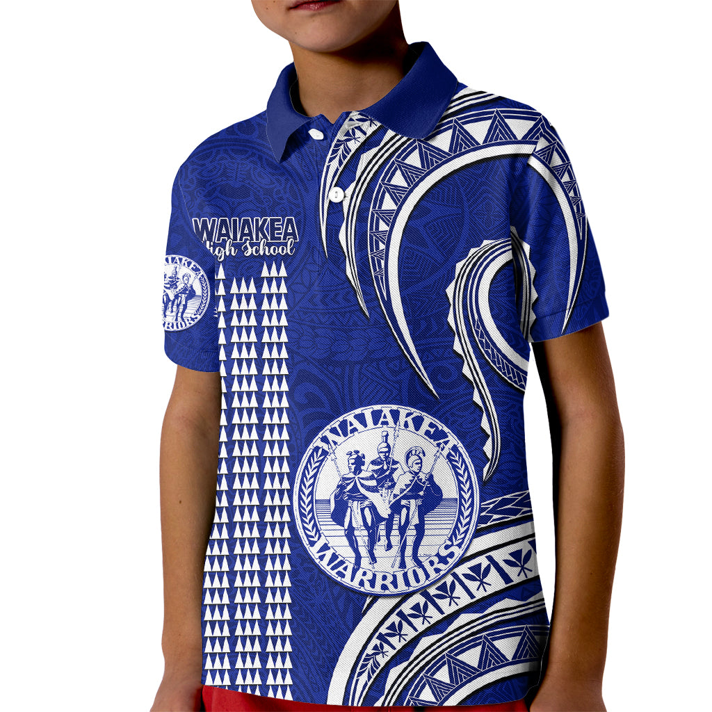 Hawaii Waiakea High School Kid Polo Shirt Polynesian Kakau Pattern - Wonder Print Shop