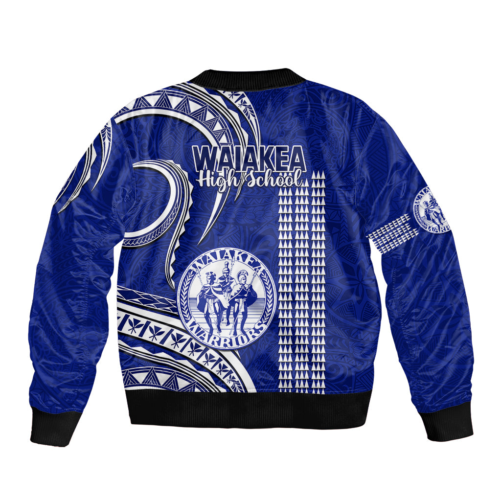 Hawaii Waiakea High School Sleeve Zip Bomber Jacket Polynesian Kakau Pattern - Wonder Print Shop