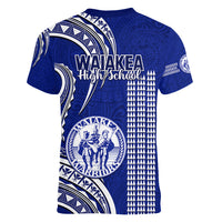 Hawaii Waiakea High School Women V Neck T Shirt Polynesian Kakau Pattern - Wonder Print Shop