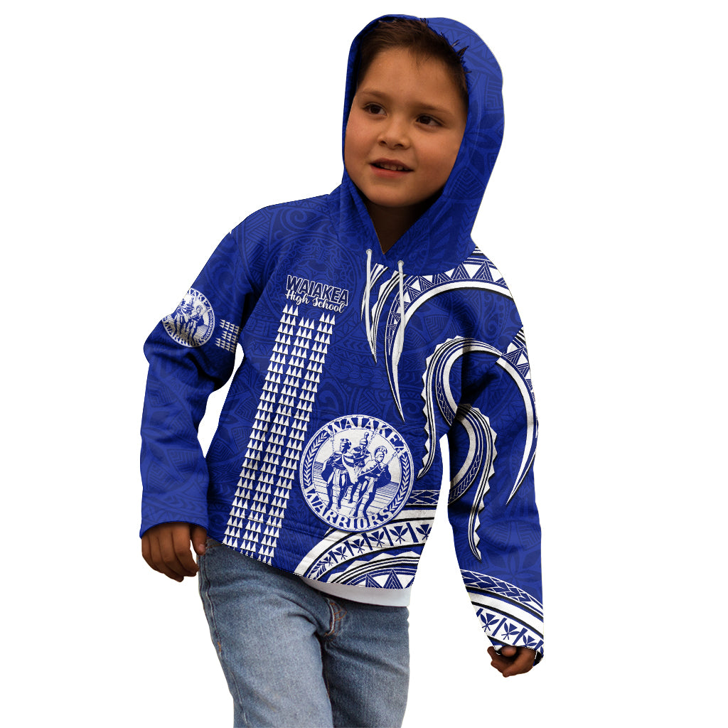 Personalised Hawaii Waiakea High School Kid Hoodie Polynesian Kakau Pattern - Wonder Print Shop