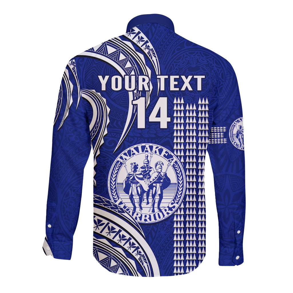 Personalised Hawaii Waiakea High School Long Sleeve Button Shirt Polynesian Kakau Pattern - Wonder Print Shop