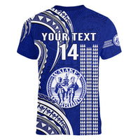 Personalised Hawaii Waiakea High School Women V Neck T Shirt Polynesian Kakau Pattern - Wonder Print Shop