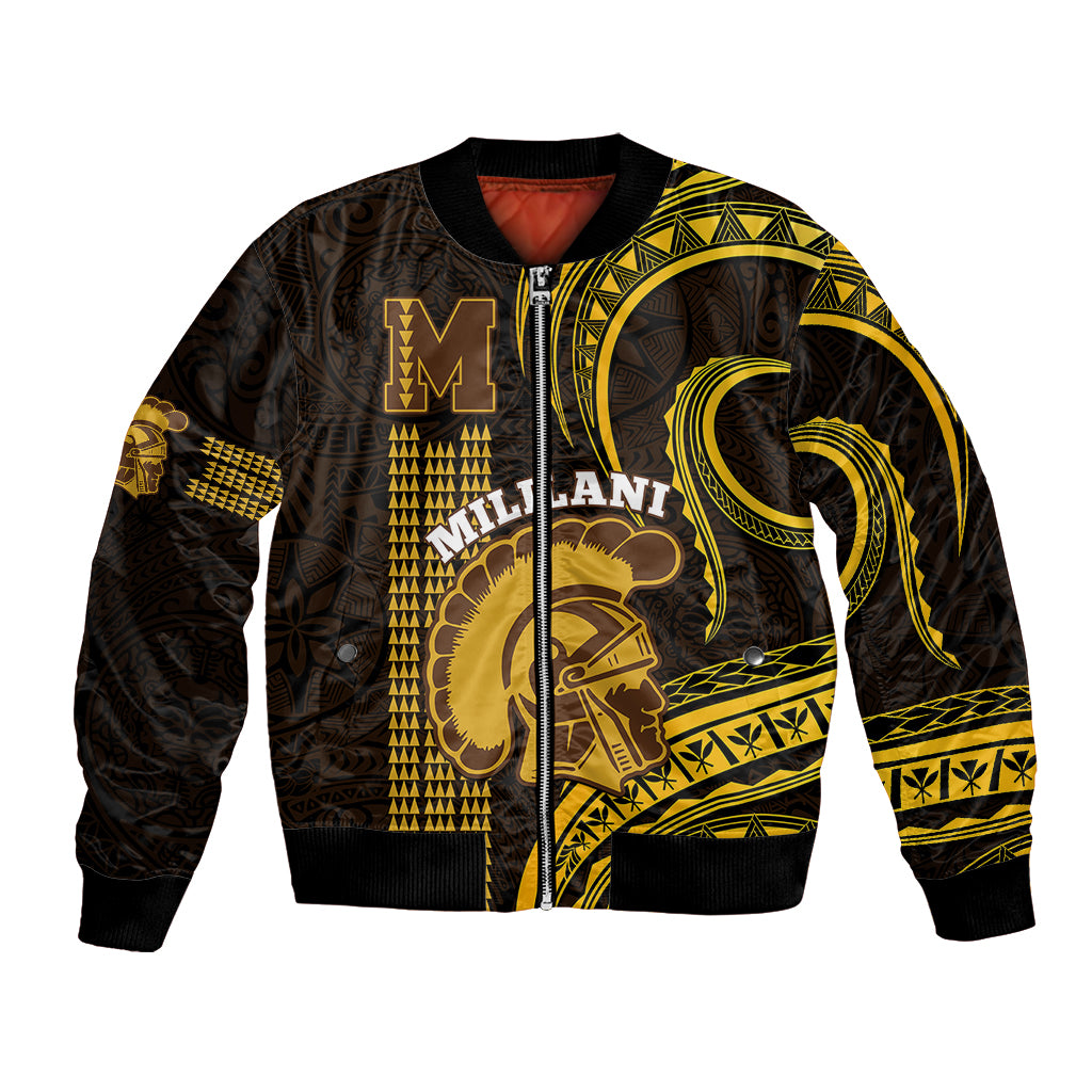 Personalised Hawaii Mililani High School Bomber Jacket Polynesian Kakau Pattern - Wonder Print Shop