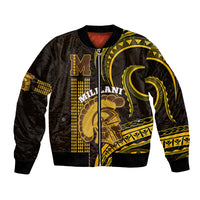 Personalised Hawaii Mililani High School Bomber Jacket Polynesian Kakau Pattern - Wonder Print Shop